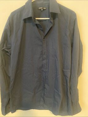 Xios Men's Navy Blue Button-Up Dress Shirt